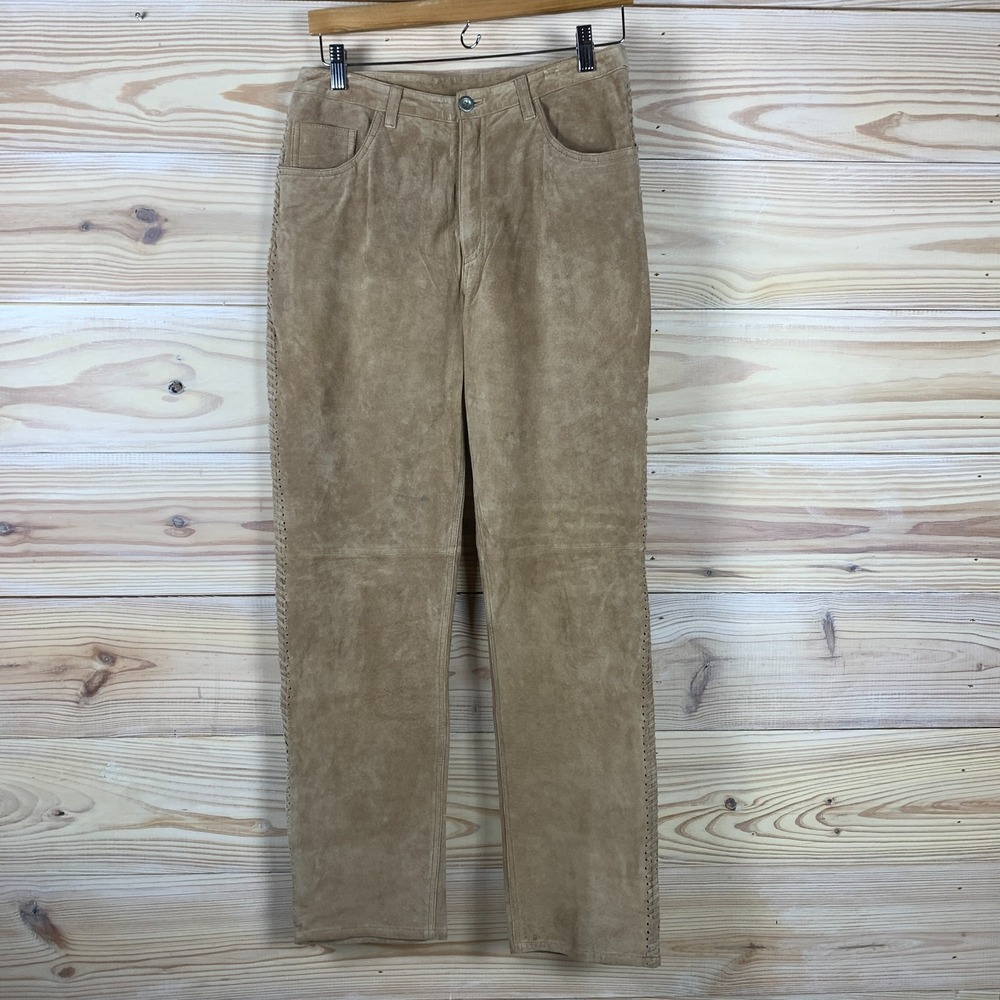 Vtg Chicos Design‎ Suede Pants 29x29 Small Tan Straight y2k Western Boho